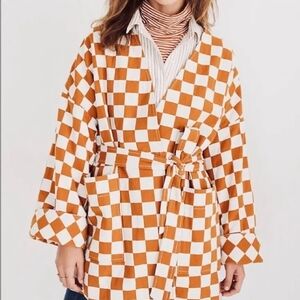 Orange and White Checkered Wrap Jacket By Madewell